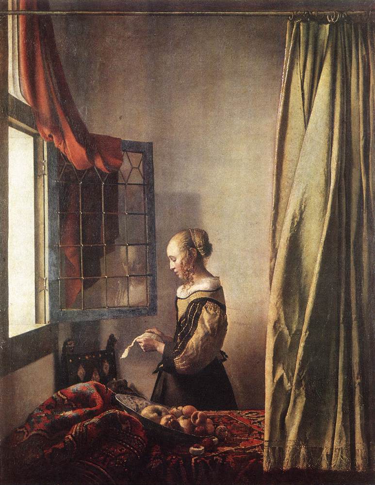 Girl Reading a Letter at an Open Window t